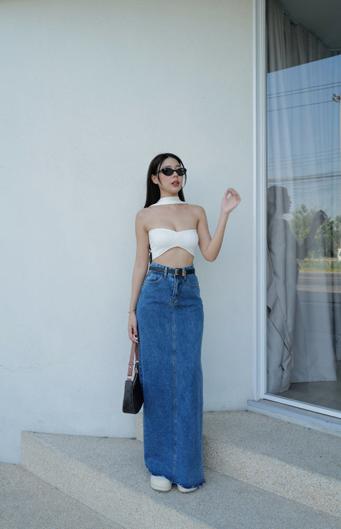 INTUON Denim Long Side Slit Skirts